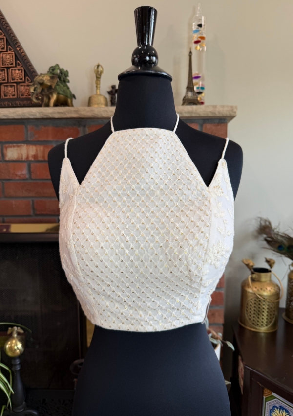 Off White Lucknowi Halter Blouse